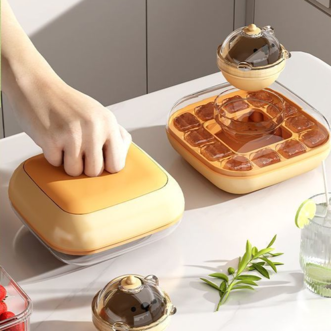 日用餐厨饮具厨房工具卡通小熊冰块模具软底二合一