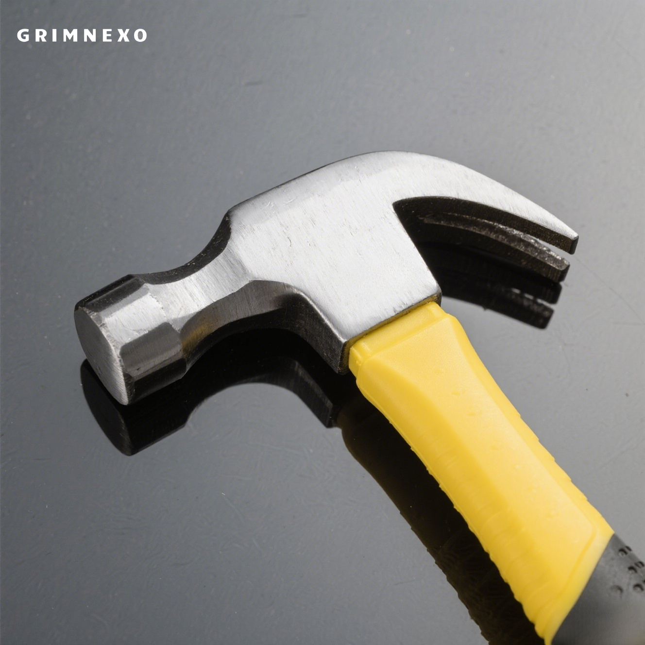 Claw hammer with ergonomic handle on white background