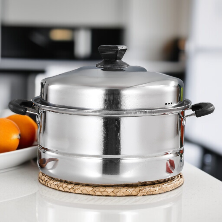Durable stainless steel steamer pot with handles