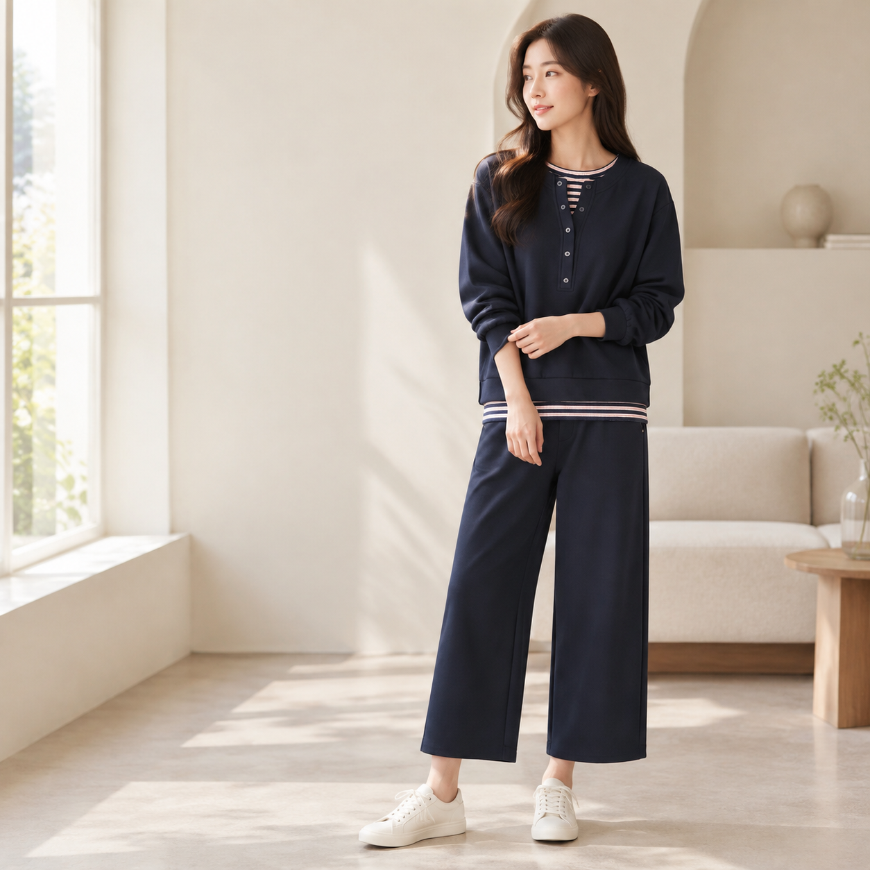 Conjunto nuevo de primavera y otoño con sudadera ajustable y pantalones tobilleros