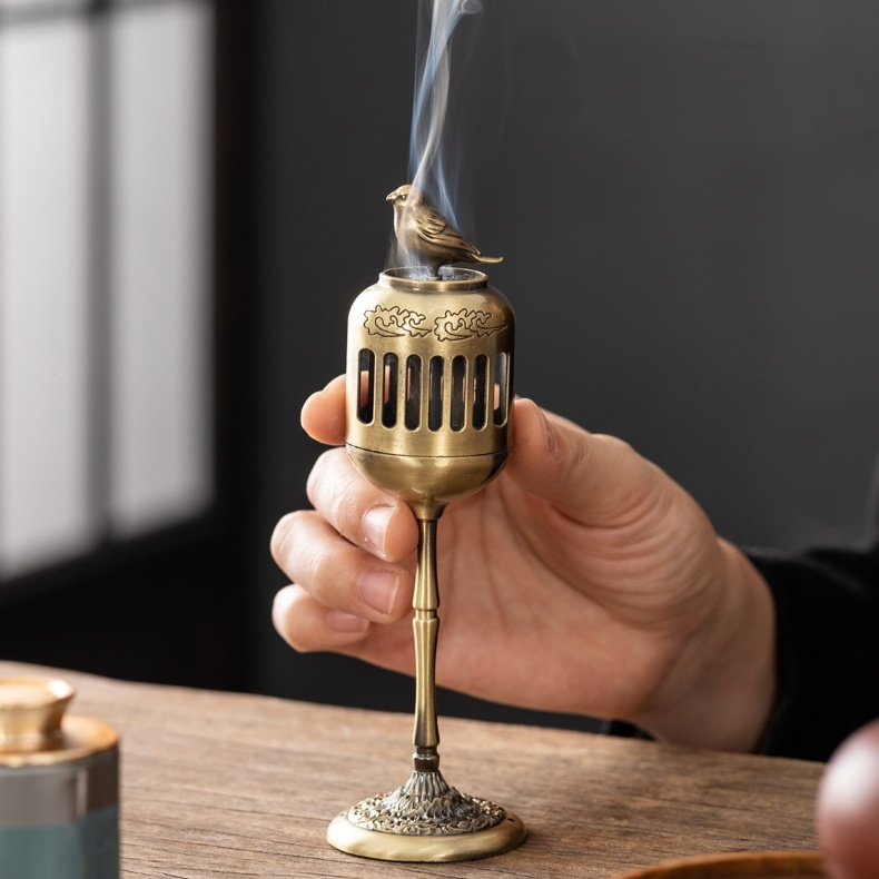 パレスデザイン金のカササギお香ランプ