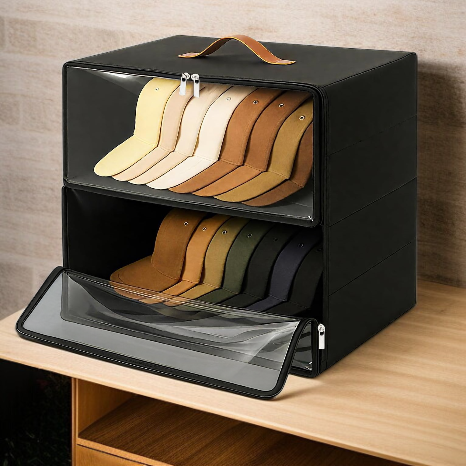 不織布野球帽収納ボックス雑貨収納整理ジッパー帽子ボックス布収納ボックス