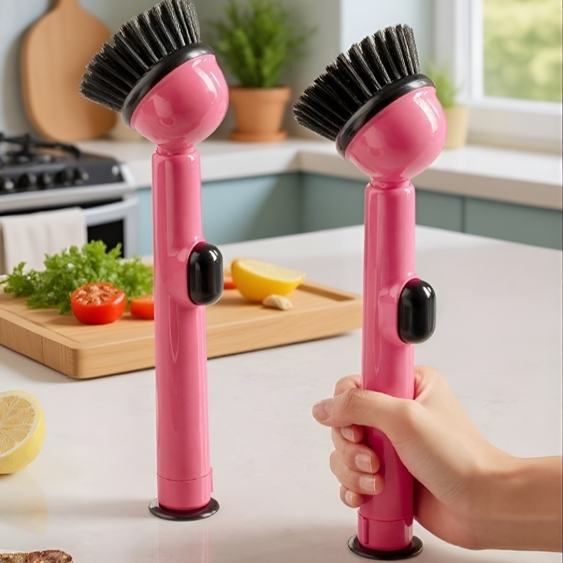 長柄可加清潔液刷鍋清潔刷