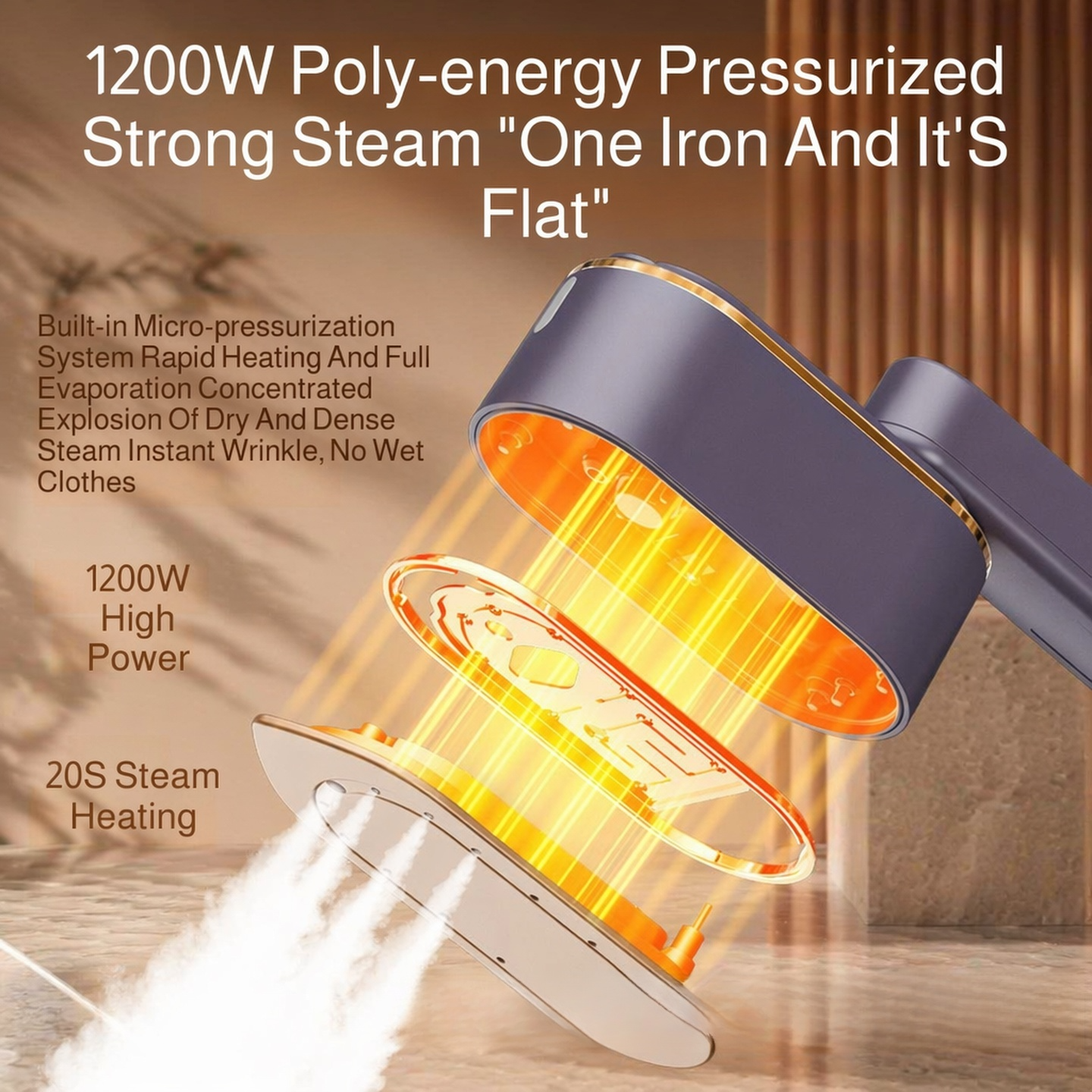 Three-Speed Digital Display Mini Household Iron, Portable Foldable Garment Steamer
