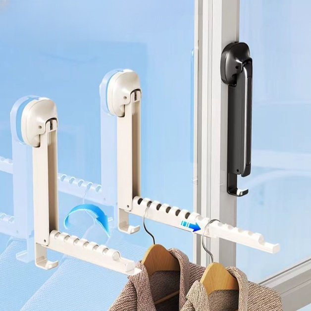 室內外可伸縮吸盤隱形折疊晾晒架