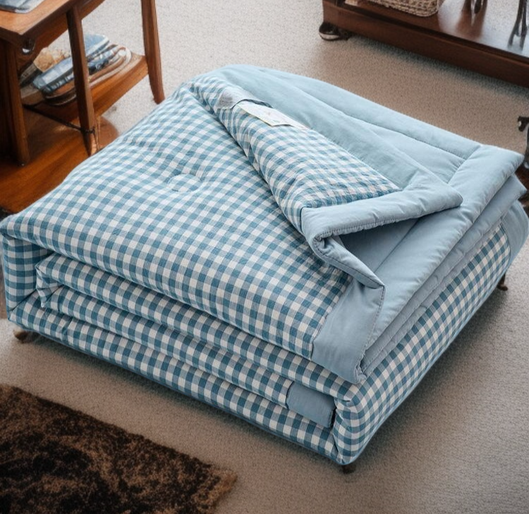 Close-up of quilt's breathable cotton material