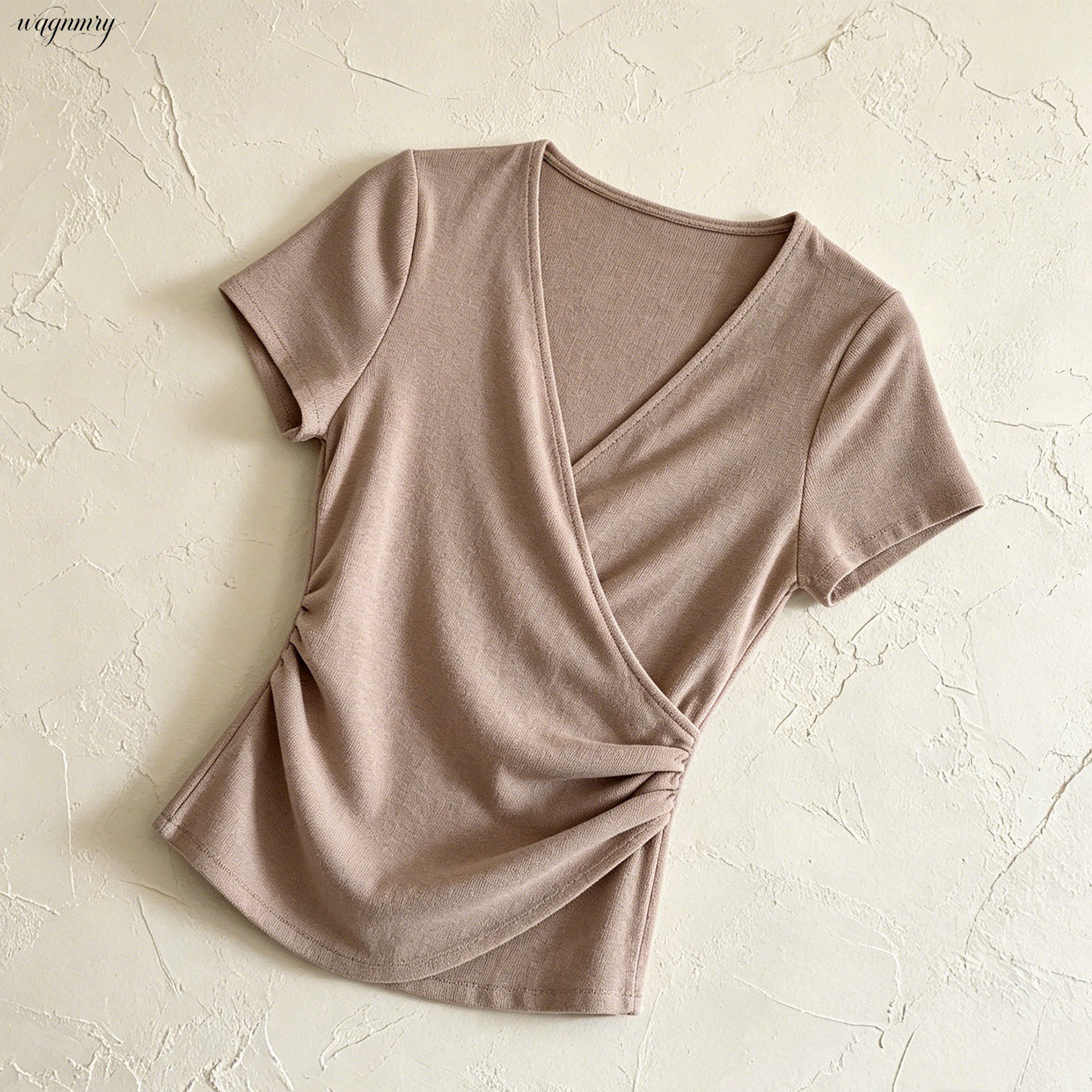 クロスVネックニットTシャツ