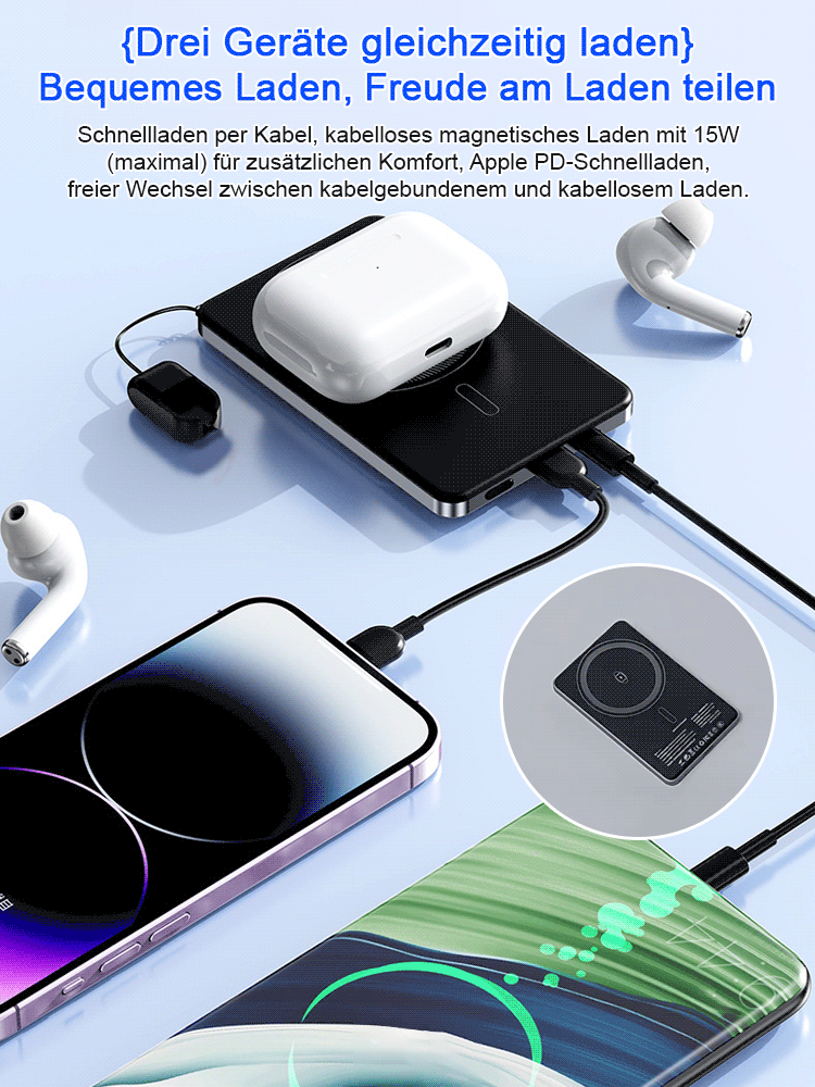 Neue magnetische 3-in-1 kabellose Schnelllade-Powerbank