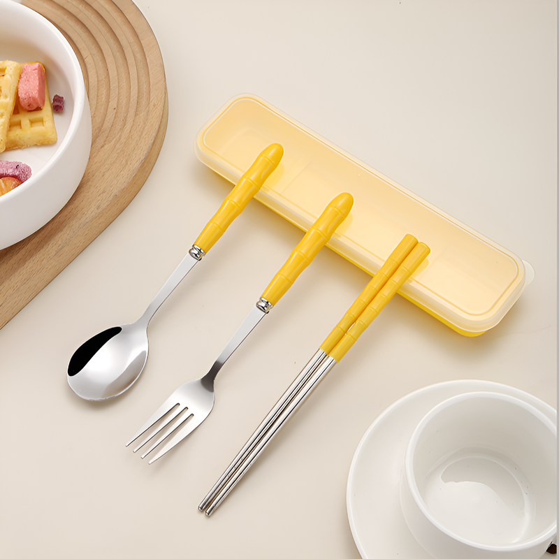 스테인리스 휴대용 3종 식기 세트