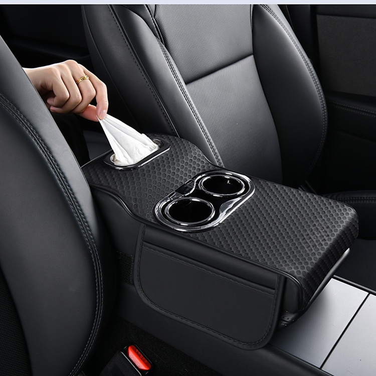 Car storage armrest box height cushion