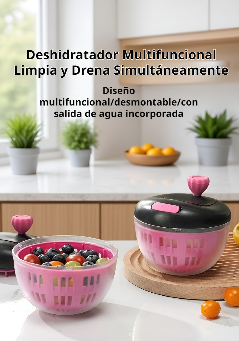 Escurridor manual de verduras y frutas en uso