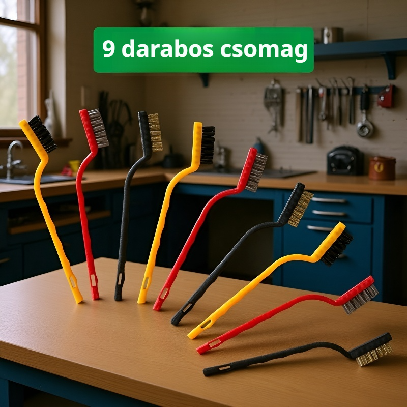 Hosszú nyelű, erős szennyeződést eltávolító gázrezsó tisztítókefe acél sörtékkel