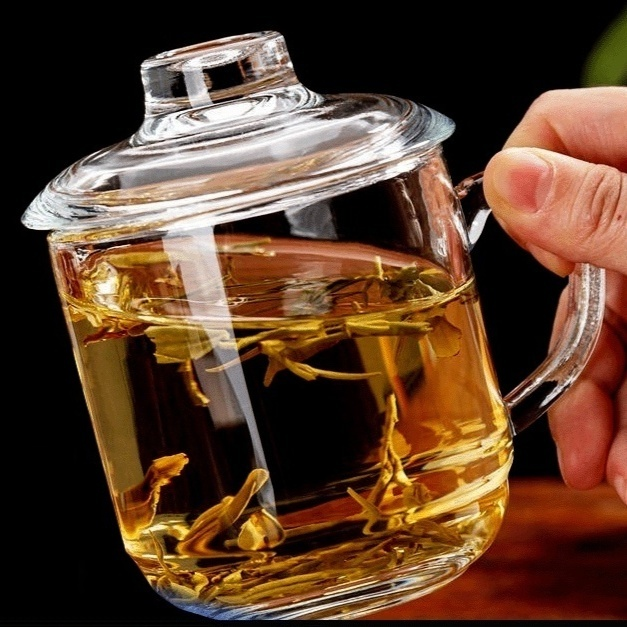 Household Anti-scald Glass Mug with Lid