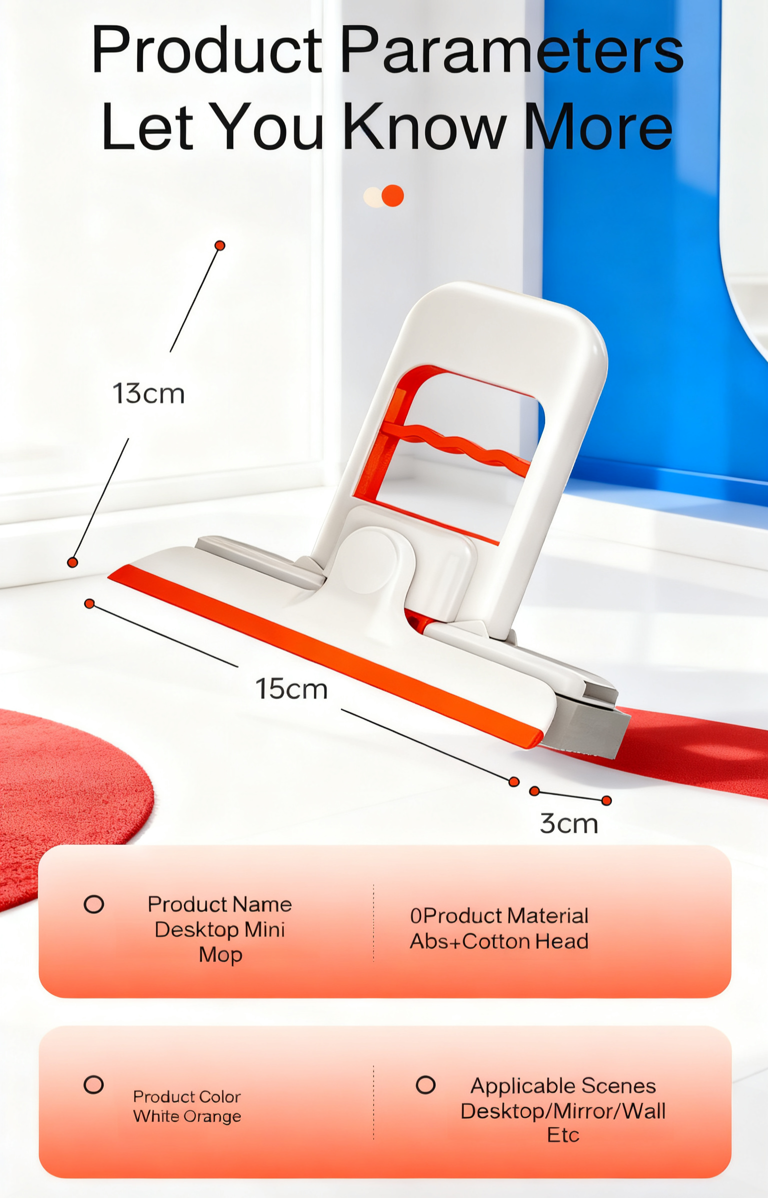 Hand-free cleaning mop for desks and tables