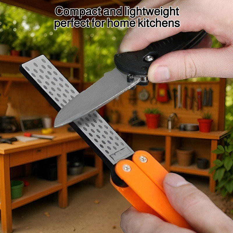 Fan-shaped diamond sharpener front view