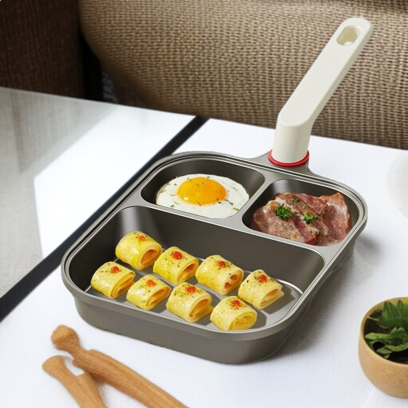 3-in-1 Antihaft-Titan-Frühstückspfanne Verdickte Burger- und Spiegelei-Pfanne