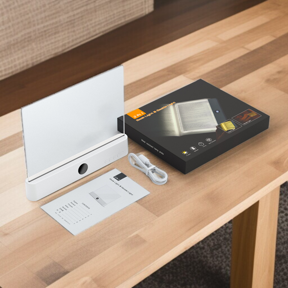 LED rechargeable tri-color stepless dimming tablet reading light