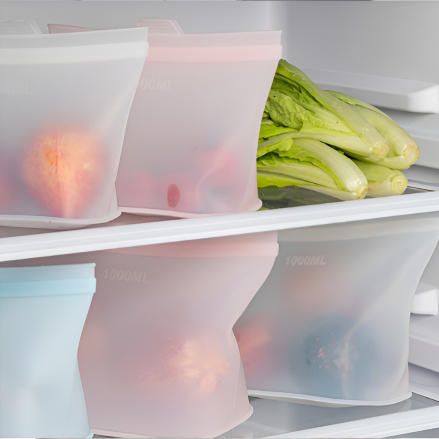 食品グレードのシリコン製食品保存袋 キッチン冷蔵庫用保存袋 半透明冷蔵保存袋 食品保存袋