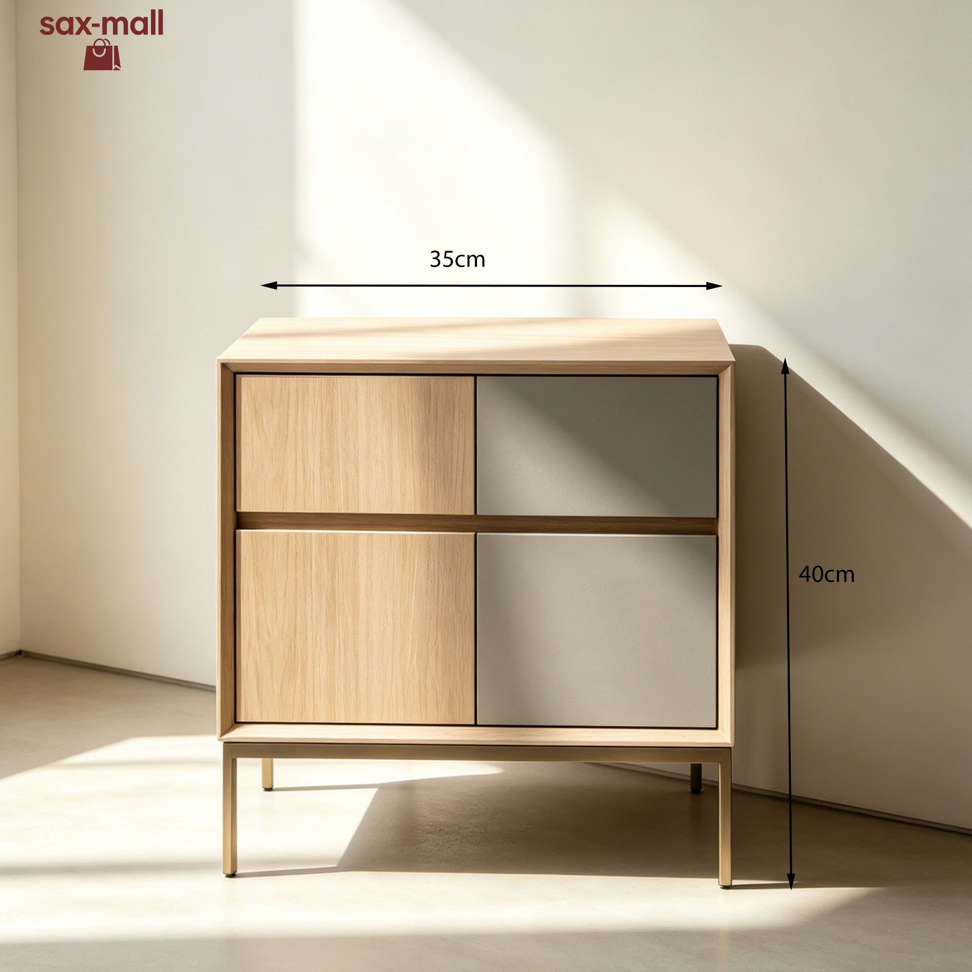 Sturdy metal leg nightstand with four sections