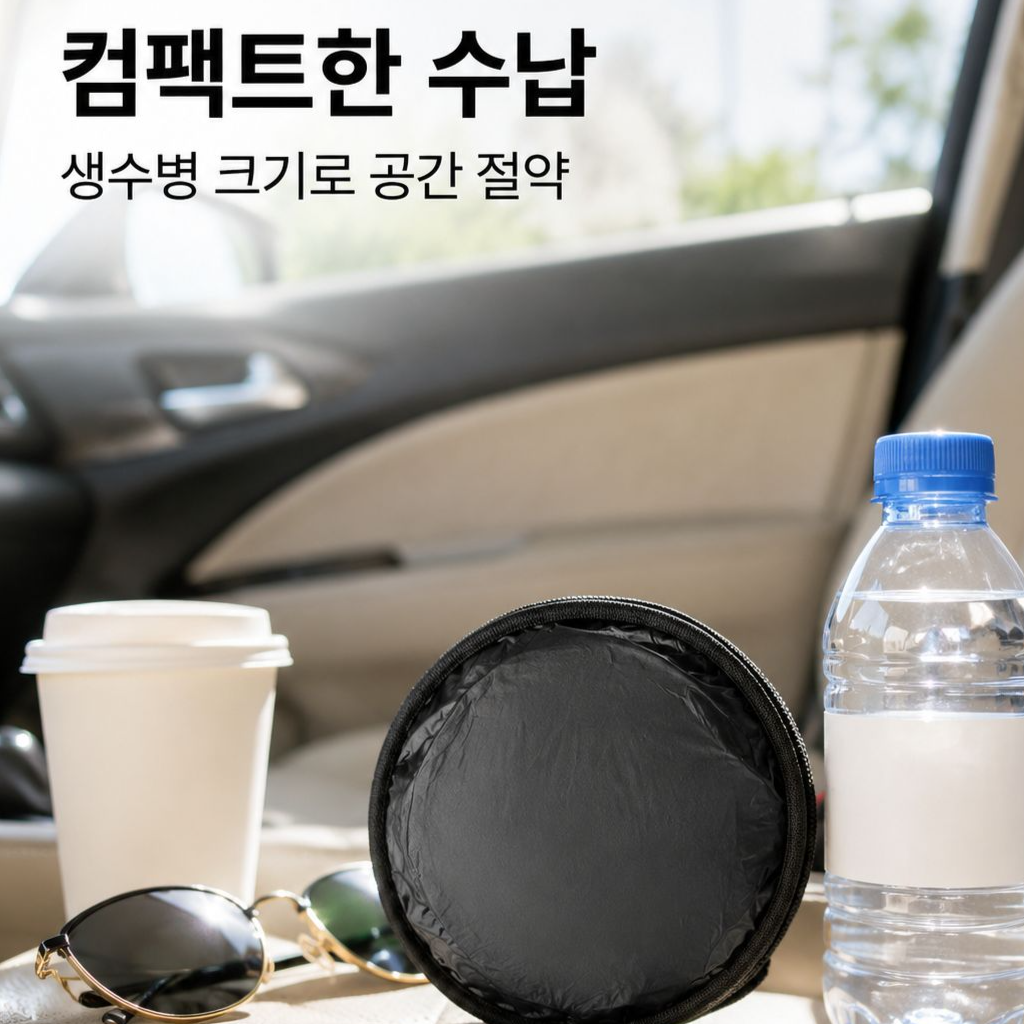 실버코팅 이중 원형 단열 접이식 햇빛가리개