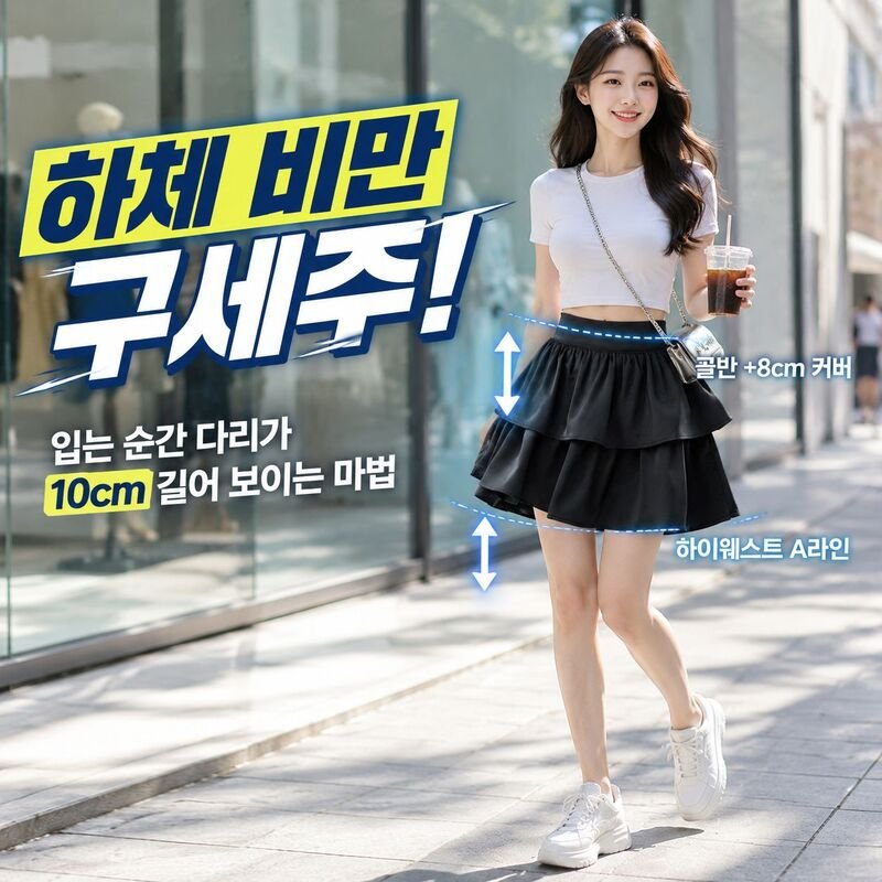 블랙 하이웨스트 케이크 스커트, 체형 보정, 풍성한 몸매에 추천