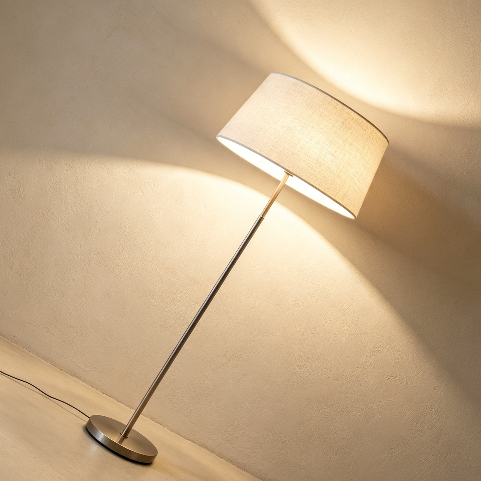 Modern fabric floor lamp in living room setting