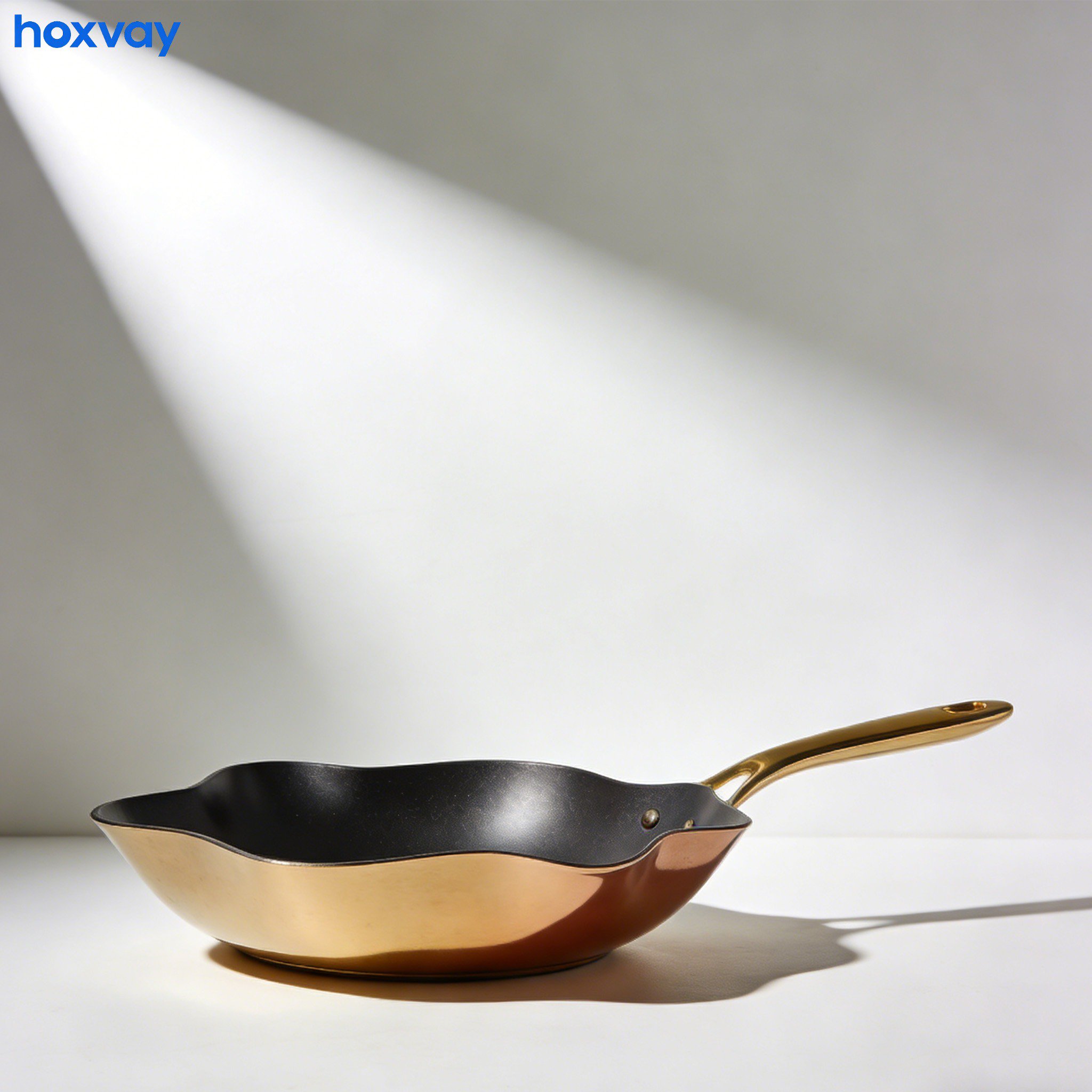 Durable household frying pan on modern stovetop