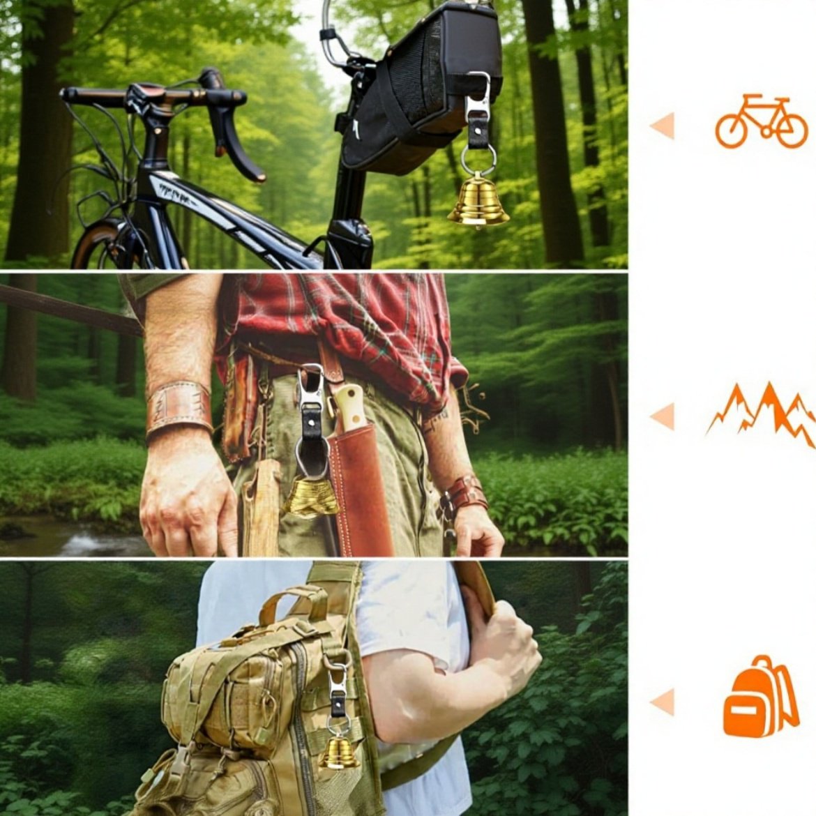 アウトドアハイキング用真鍮製熊よけベル