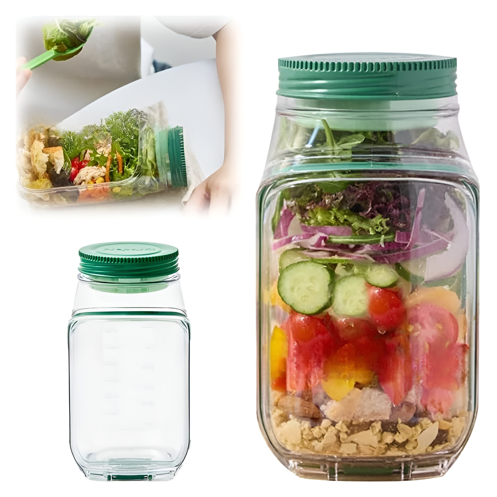 Side-Opening Separation Salad Jar for Fruits and Vegetables