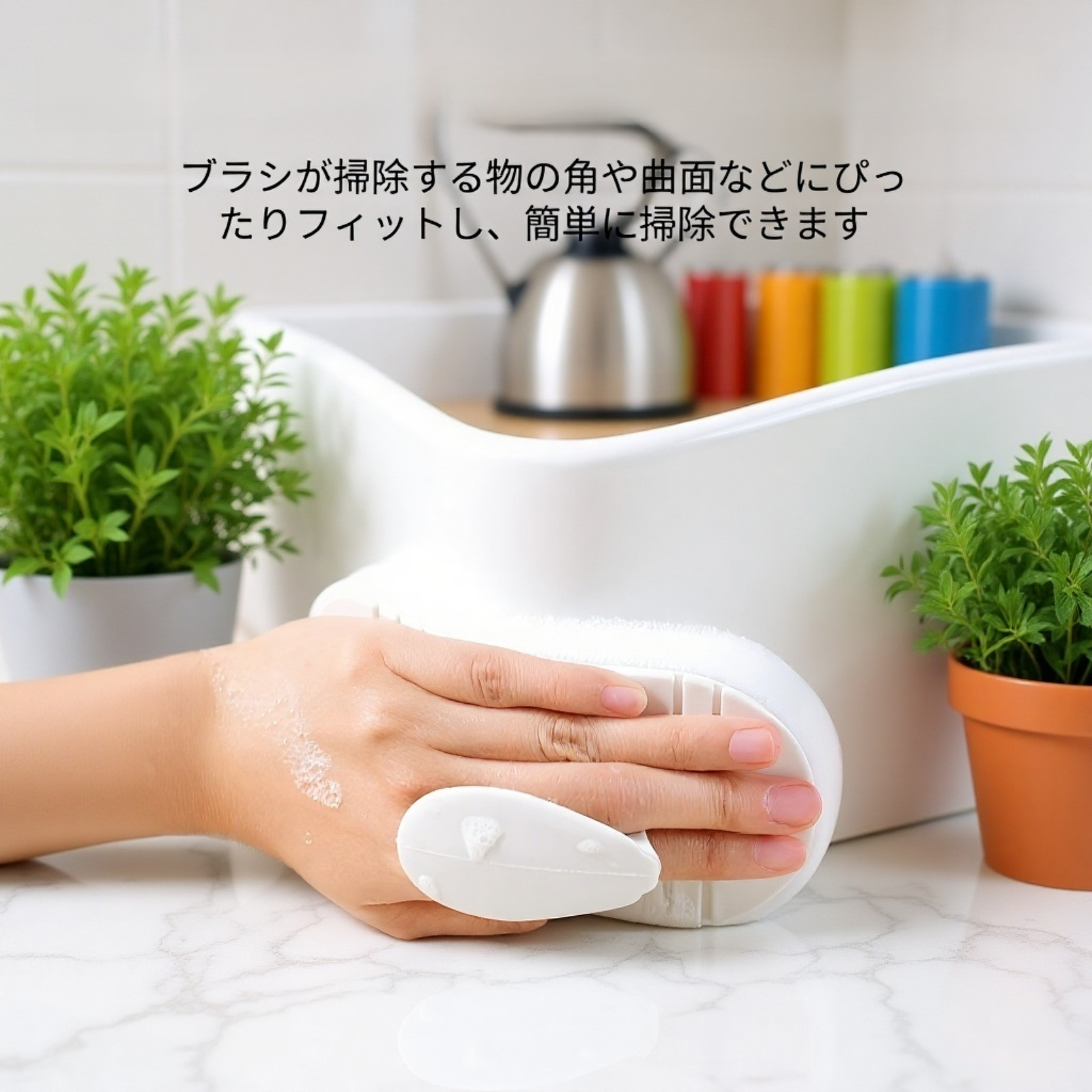 曲がるクリーニングブラシ キッチン用交換可能泡立ちスポンジ