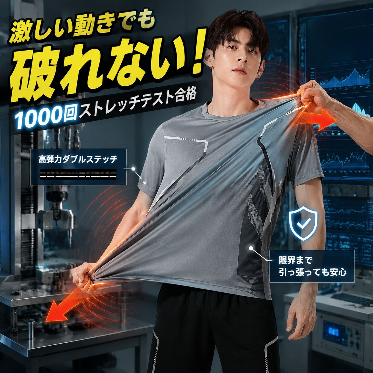 男性用冷蔵庫速乾トレーニングセット ワイドショートパンツ 半袖 ランニングウェア