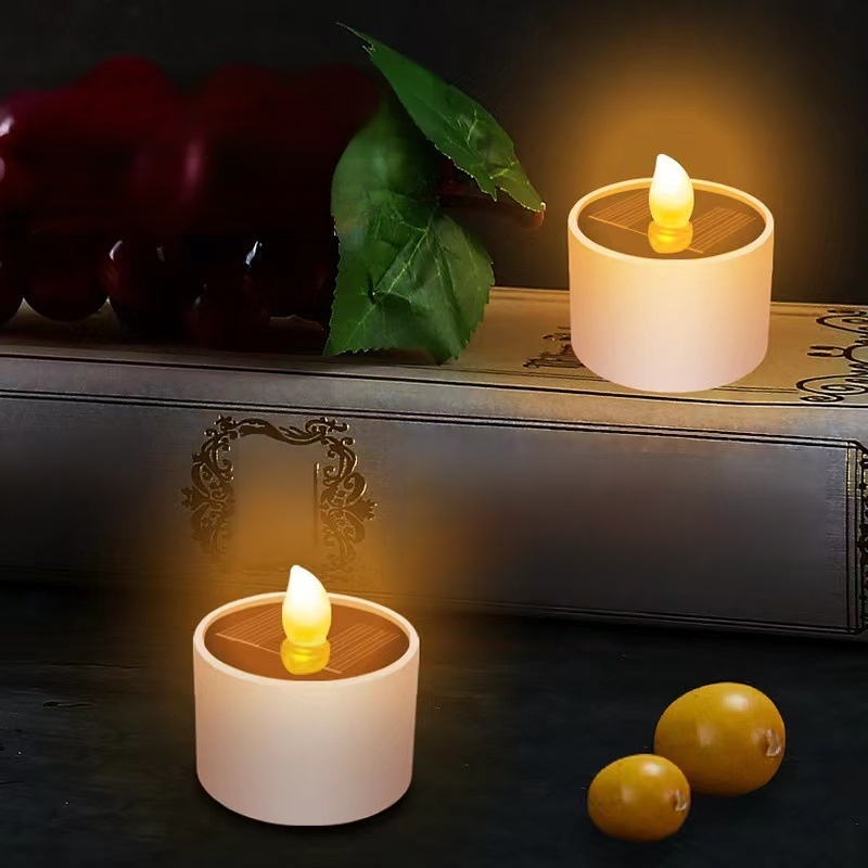 Solar-powered candle night light