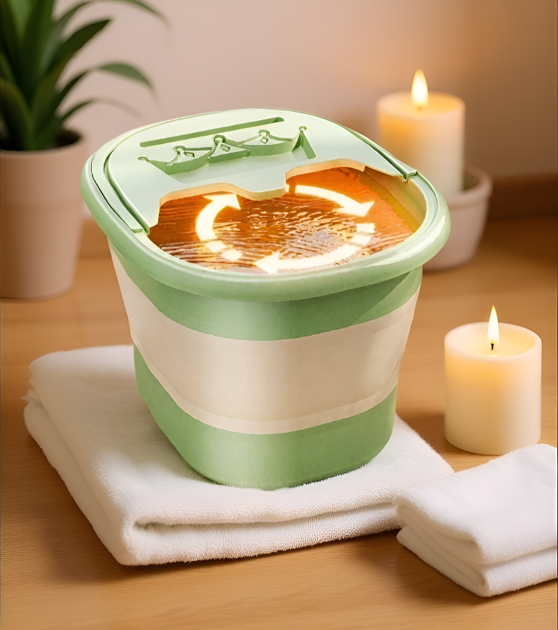 집에서 사용하는 족욕기 사용 장면