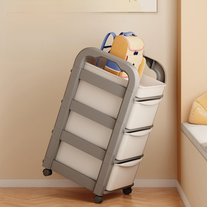 Multi layer floor storage rack for mobile carts