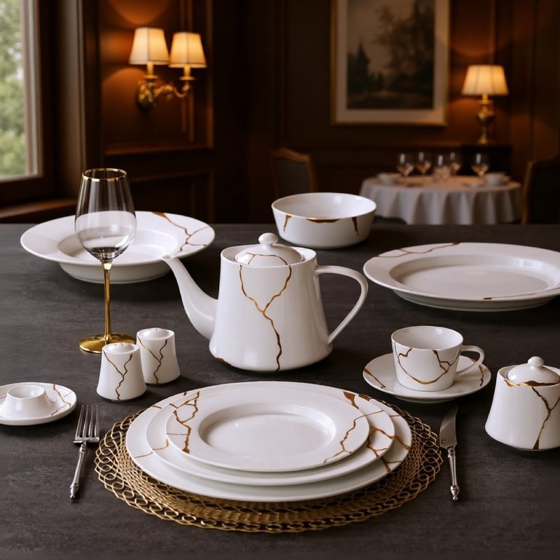 現代白色陶瓷杯碟套裝