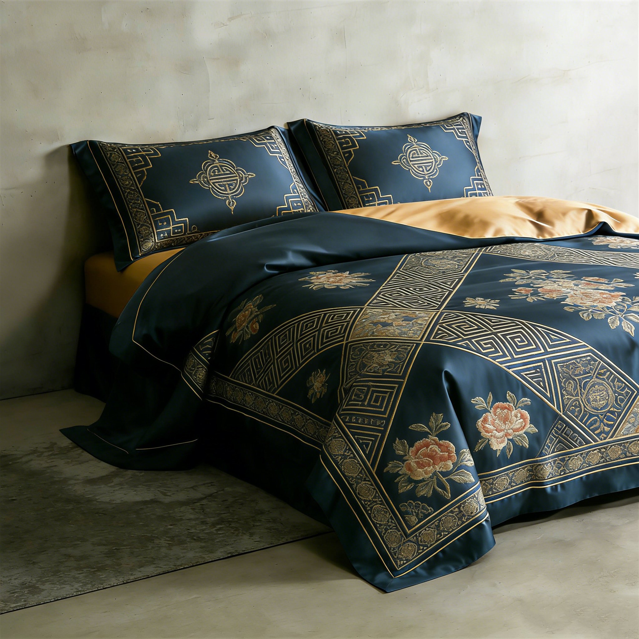 高級サテン生地ベッド四点セット