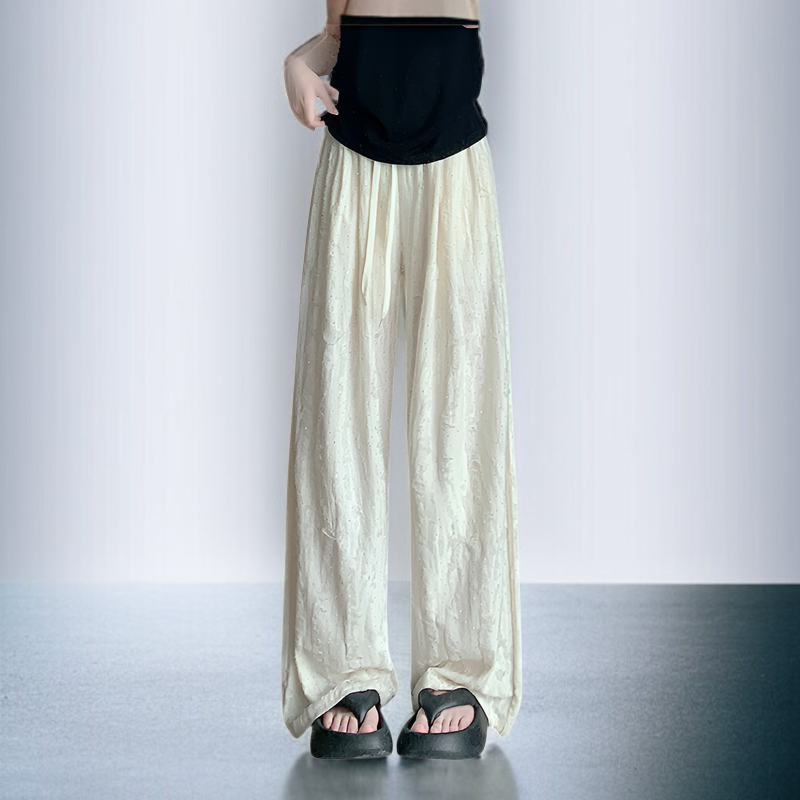 ホワイトバタフライホールヤマモトパンツレディース春秋ハイウエストワイドレッグパンツドレープパンツカジュアルダイヤモンドパンツ小さいサイズホールパンツ夏ワイドレッグパンツ