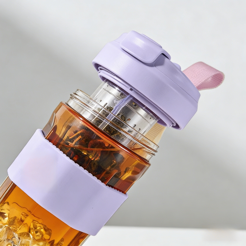 Portable Glass Tea Mug with Magnetic Feature High-end Office Water Cup for Tea Brewing