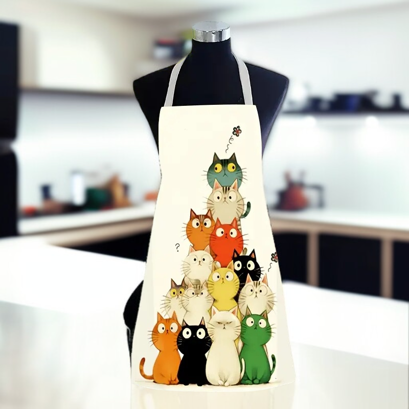 아이들이 집 주방에서 그릴 수 있는 귀여운 고양이와 닭 앞치마