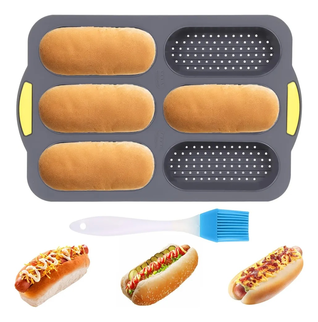 矽膠麵包法棍模具6連熱狗矽膠模具