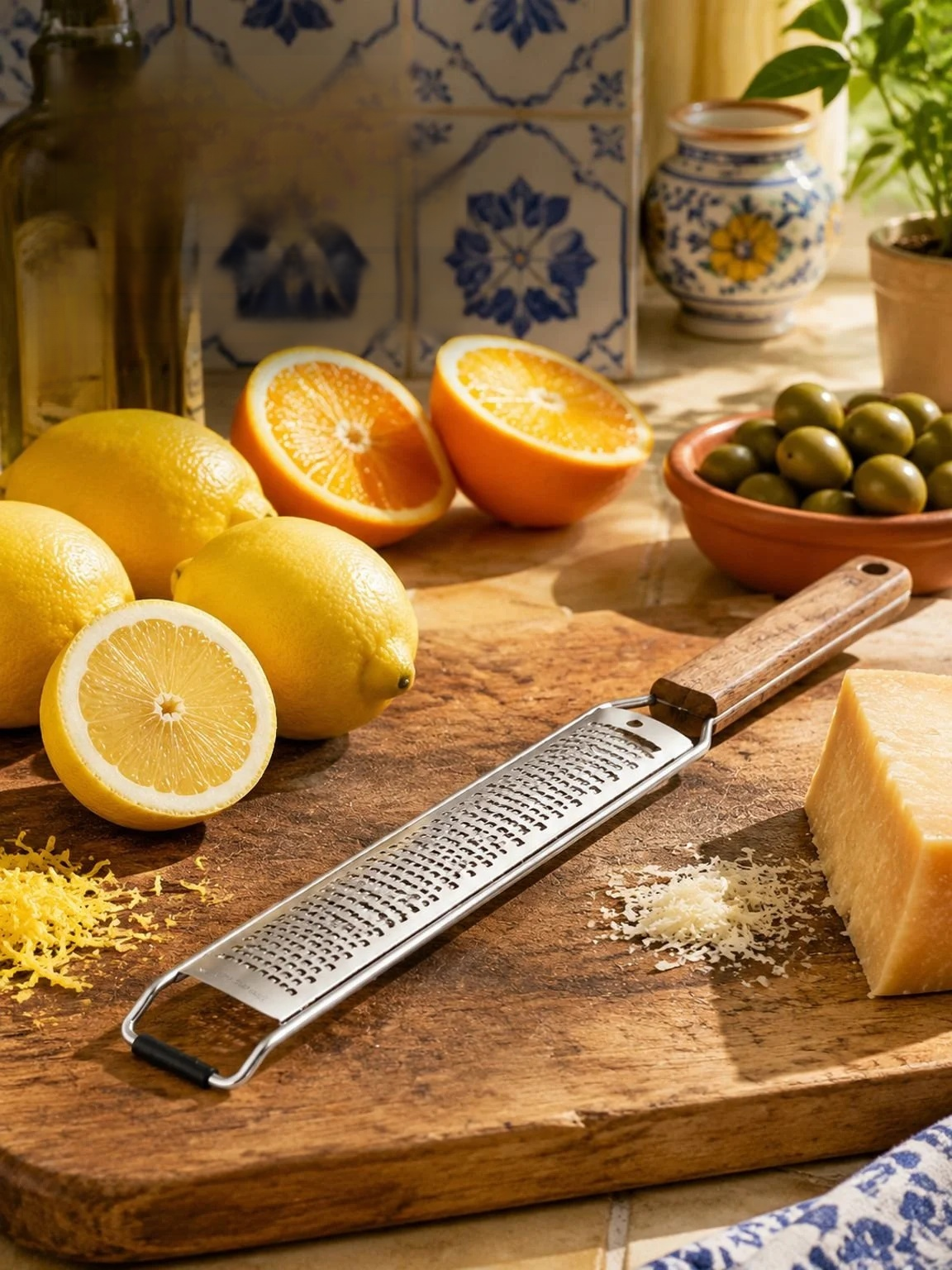 Rallador multifuncional para piel de naranja en cocina