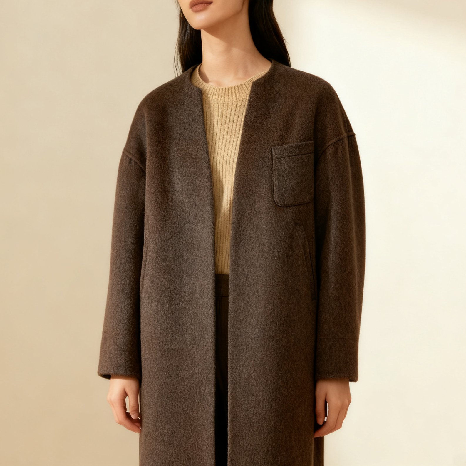 다크 브라운 오버사이즈 자켓 정면 이미지