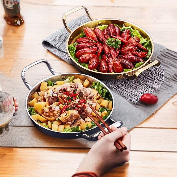 해산물 냄비 부대전골 냄비 스테인리스 해산물 냄비 얕은 냄비 마른 냄비 해산물 냄비 프라이팬 접시