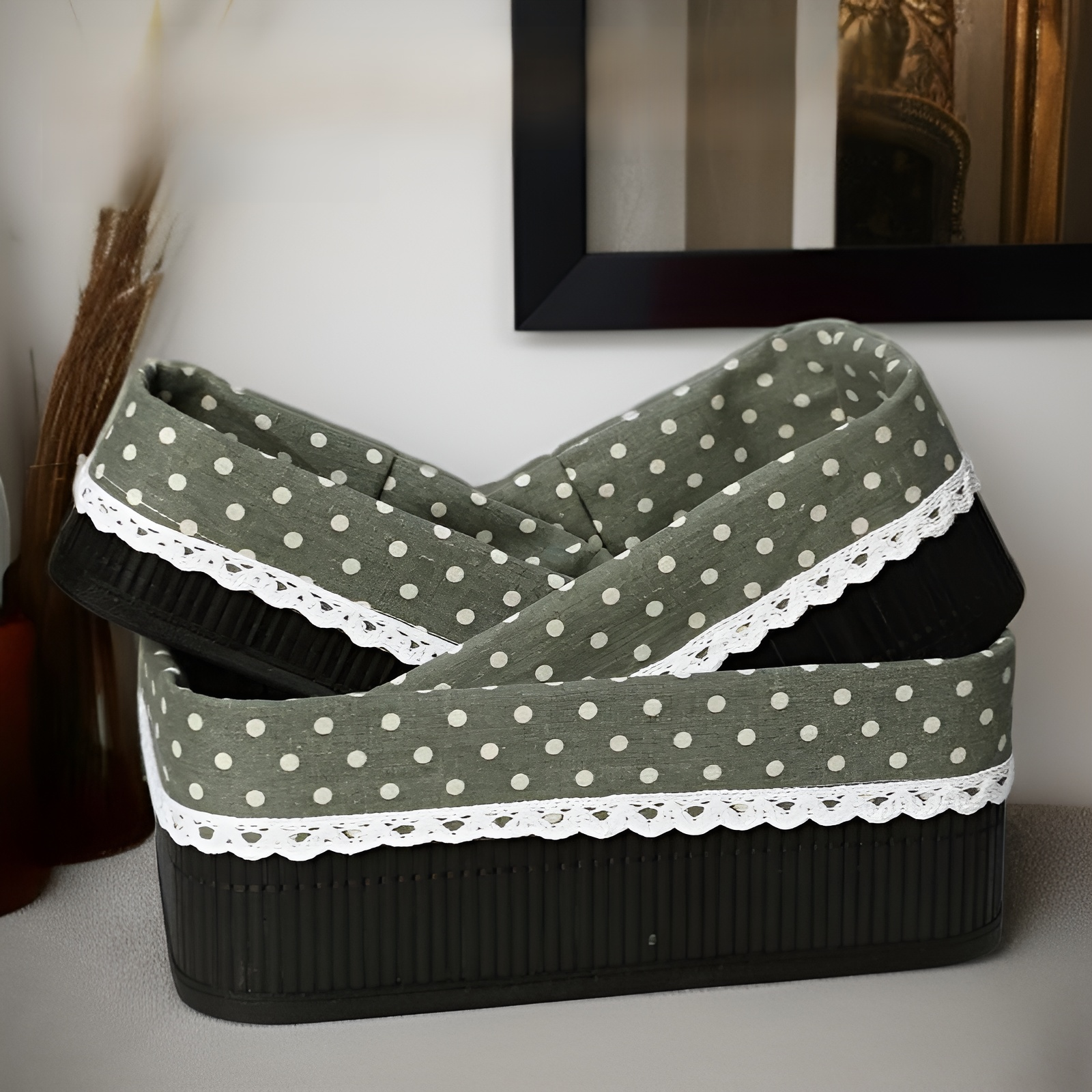 Panier de rangement en bambou tressé