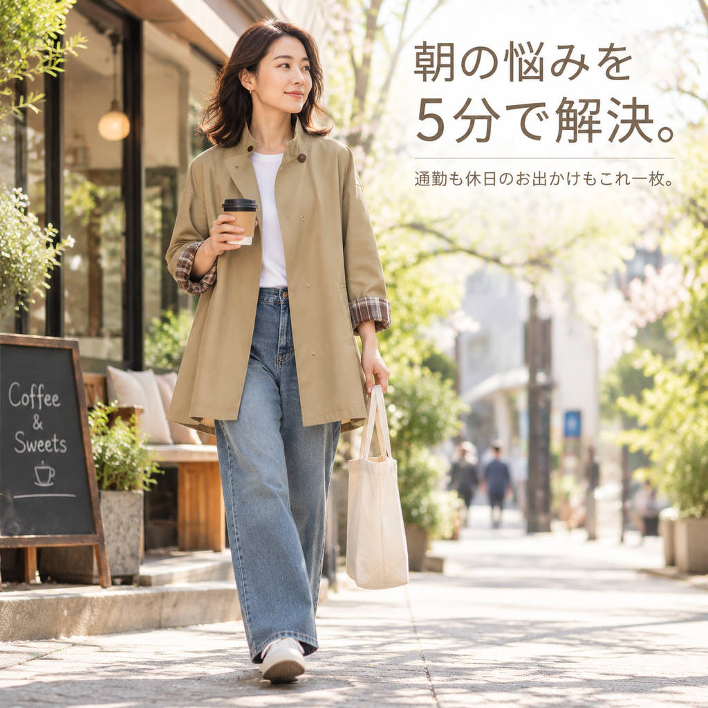 春秋新作 レディースショートトレンチコート