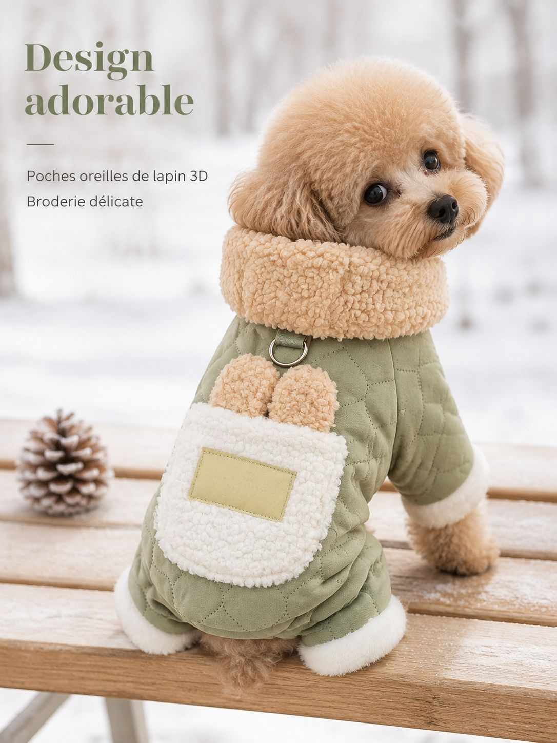 Chien en balade avec un manteau Giipet parfait pour l'hiver