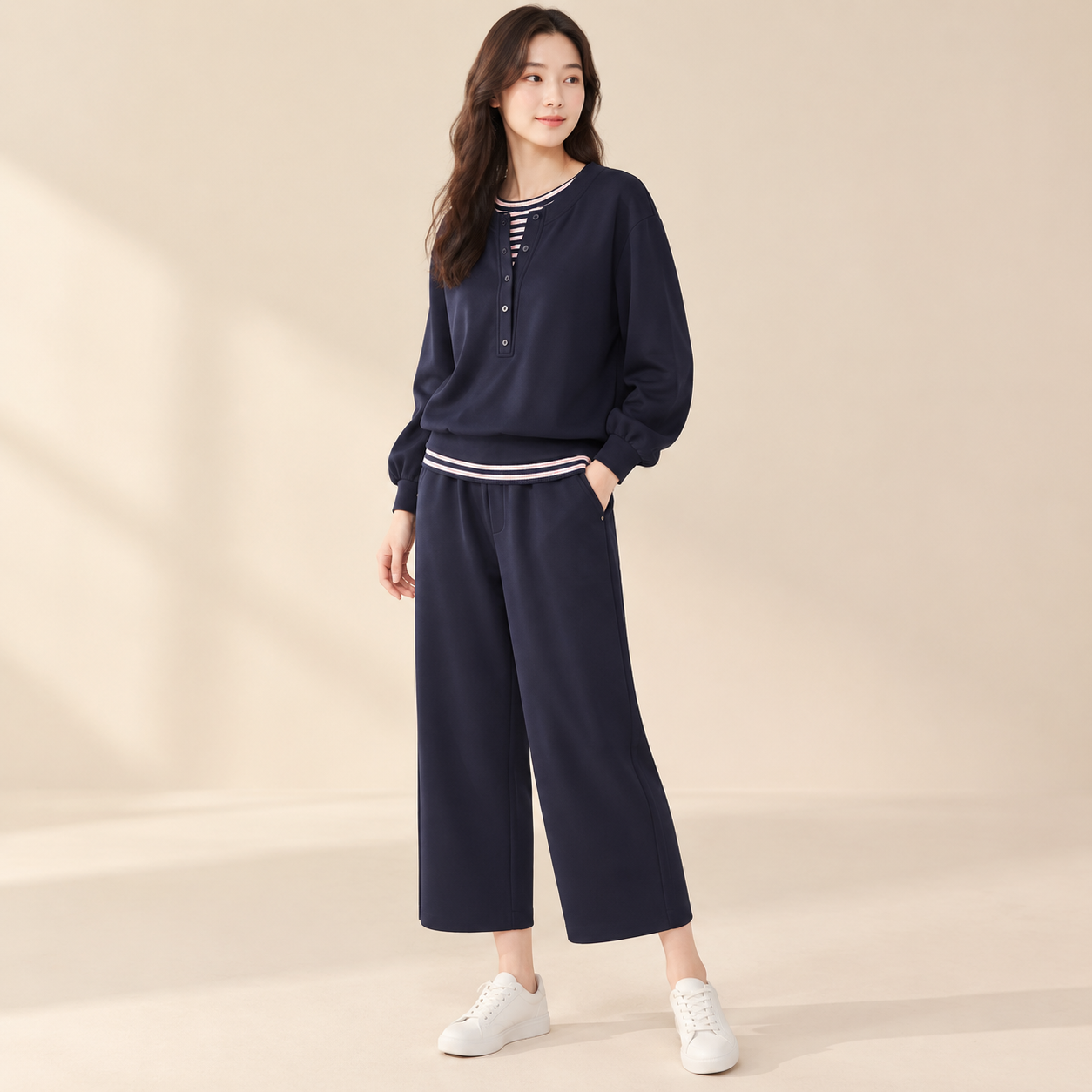 Conjunto nuevo de primavera y otoño con sudadera ajustable y pantalones tobilleros
