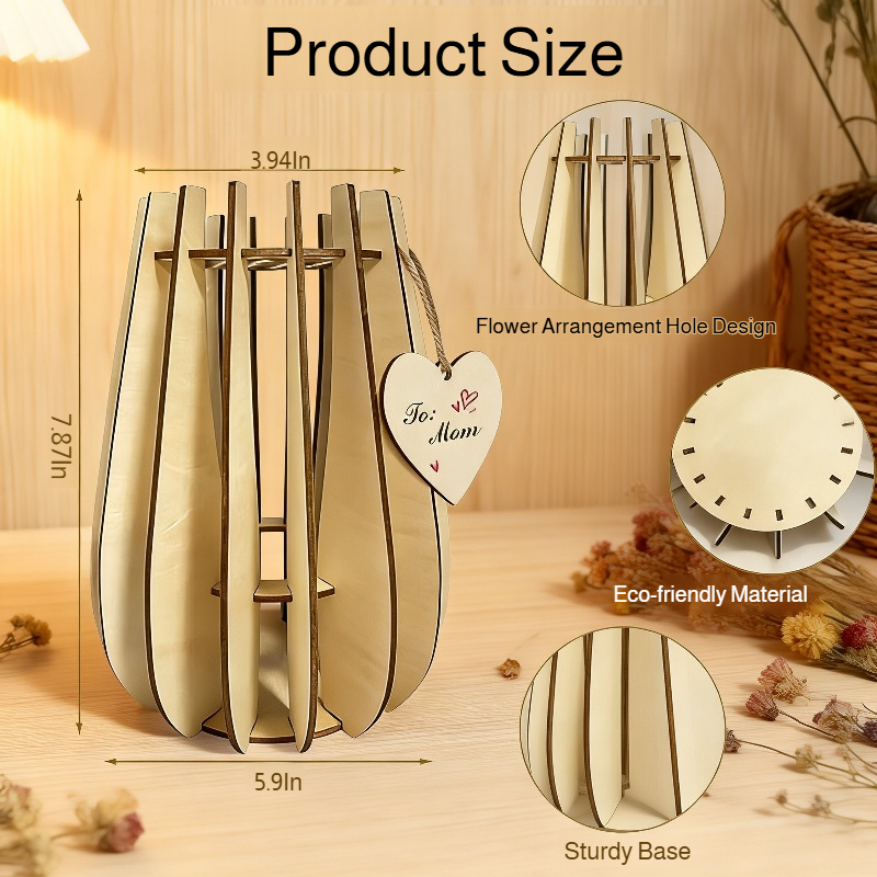 Wooden Flower Vase Stand Home Decoration Ornament