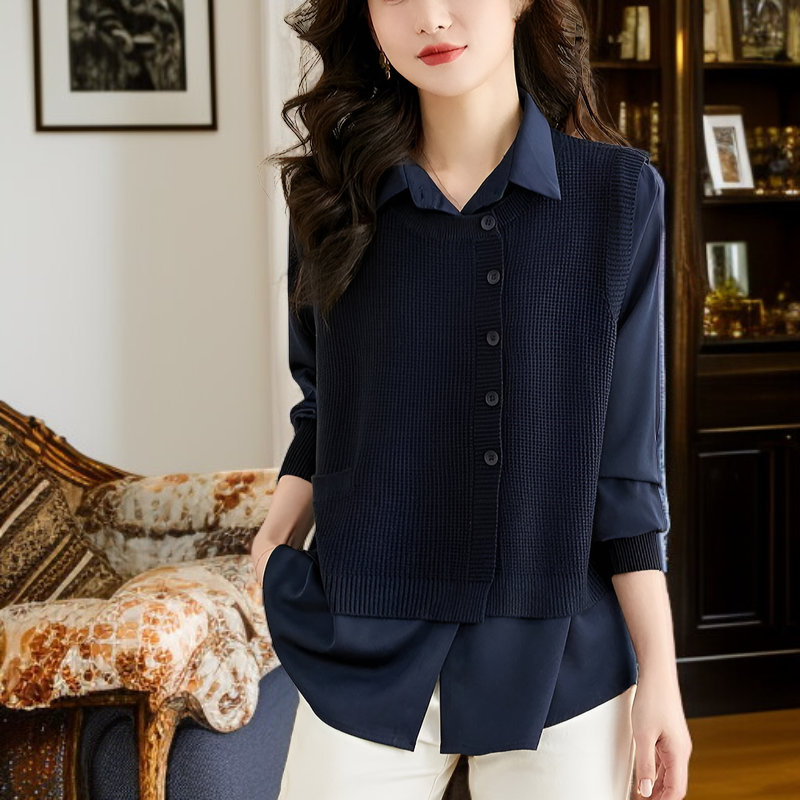 여성 루즈핏 긴팔 셔츠 가을 베스트 코트