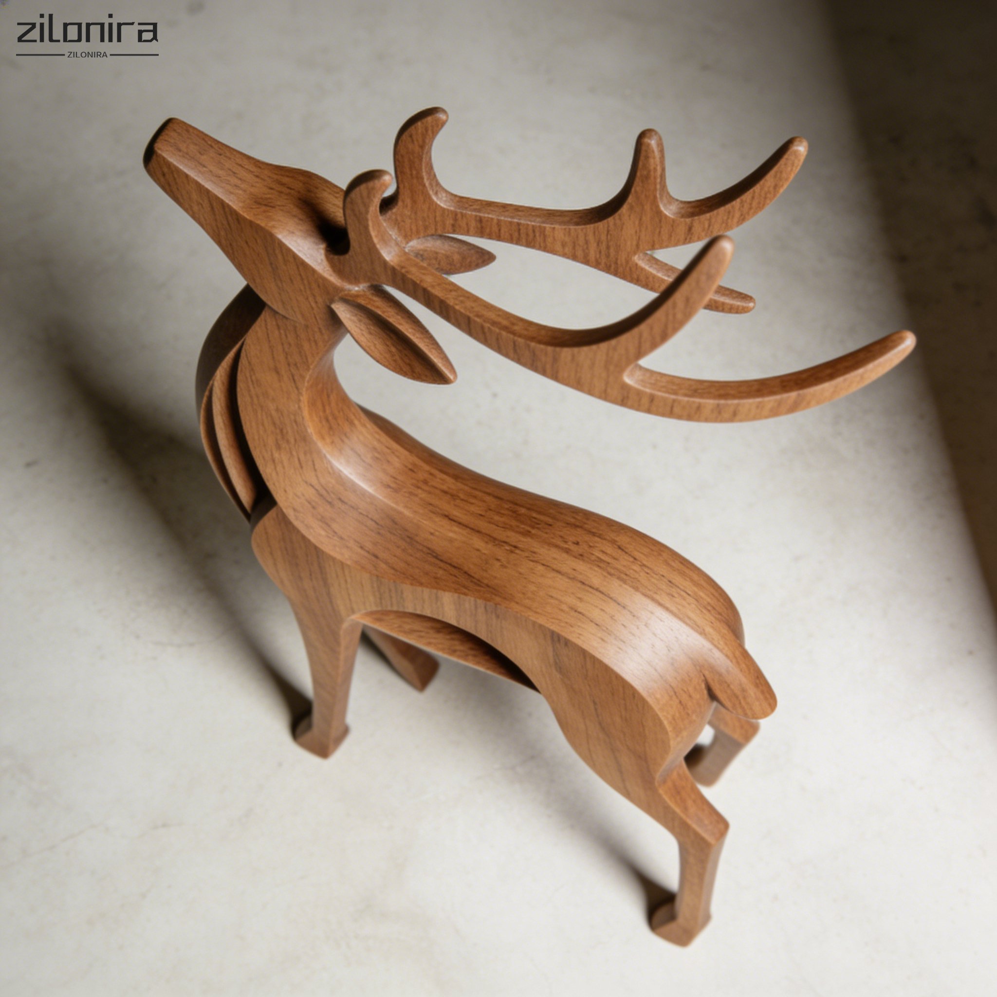 나무 조각 엮은 사슴 장식품 (3개)